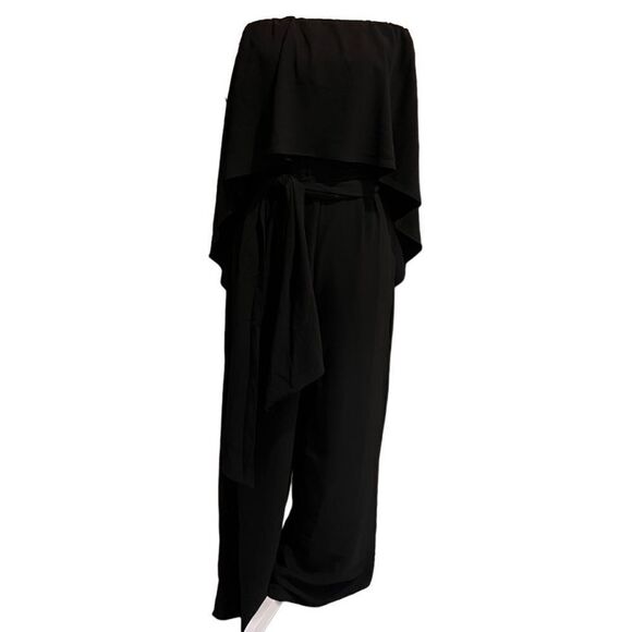 Vici Strapless Popover Layer Tie Wide Leg Jumpsuit Black in Medium NEW - Picture 3 of 9